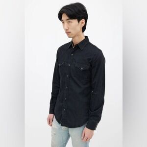 Saint Laurent Paris Black Denim Snapped Western Shirt Jacket XL